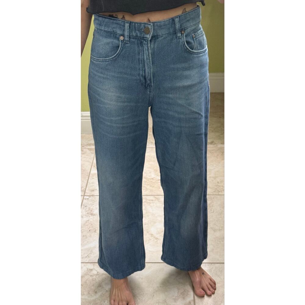 Zara size 6 wide leg baggy skater medium wash denim jeans - Picture 5 of 10